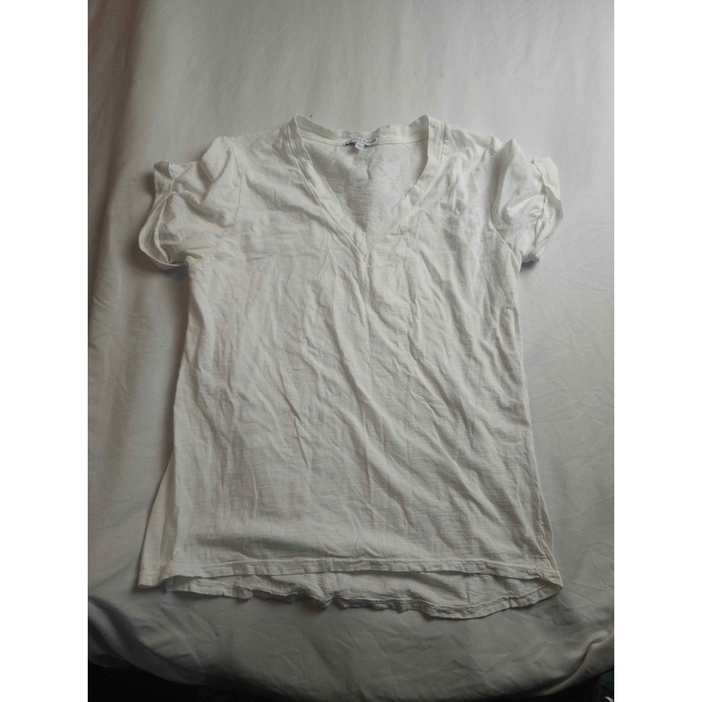 Tempo Paris White V-Neck Cotton T-Shirt Made in Italy Short Sleeve Size M/L‎